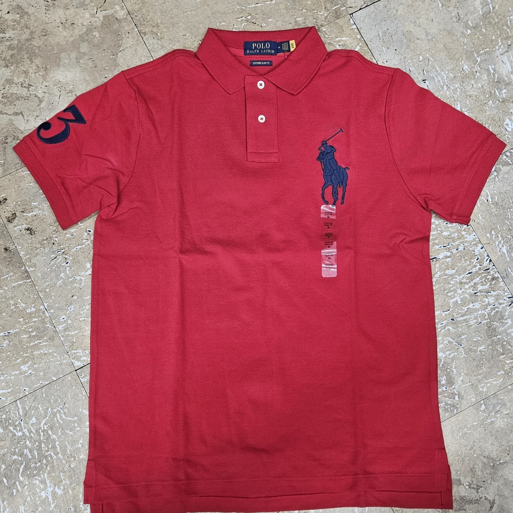 Ralph Lauren Vibrant Red Polo with Navy Logo